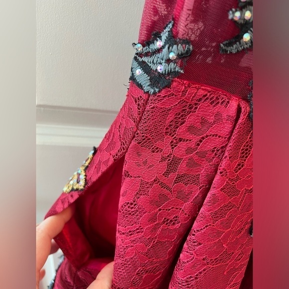 Jovani Burgundy Floral Embroidered Fit and Flare
Contemporary Dress M59787 - Picture 10 of 16